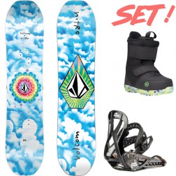 NITRO RIPPER X VOLCOM KIDS SET SNOWBOARD+ATTACCHI CHARGER MICRO+SCARPONI NIDECKER MICRON MINI