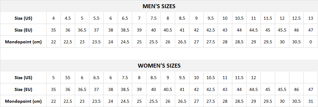 k2 snowboard boots size chart